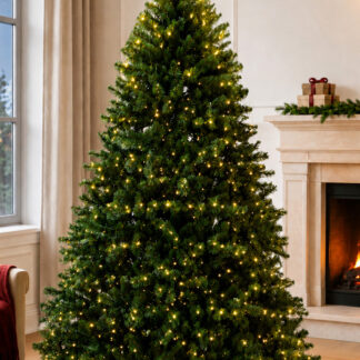 7.5FT Artificial Christmas Tree, 1203 PVC Tips, 550 LED Lights|Remote Control, 8 Light Modes, 4 Brightness Levels & 6H Timer, 3-Section Hinged Design, Easy Setup & Foldable Metal Stand