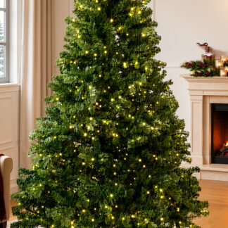 9FT Artificial Christmas Tree, 1950 PVC Tips, 900 LED Lights|Remote Control, 8 Light Modes, 4 Brightness Levels & 6H Timer, 3-Section Hinged Design, Easy Setup & Foldable Metal Stand