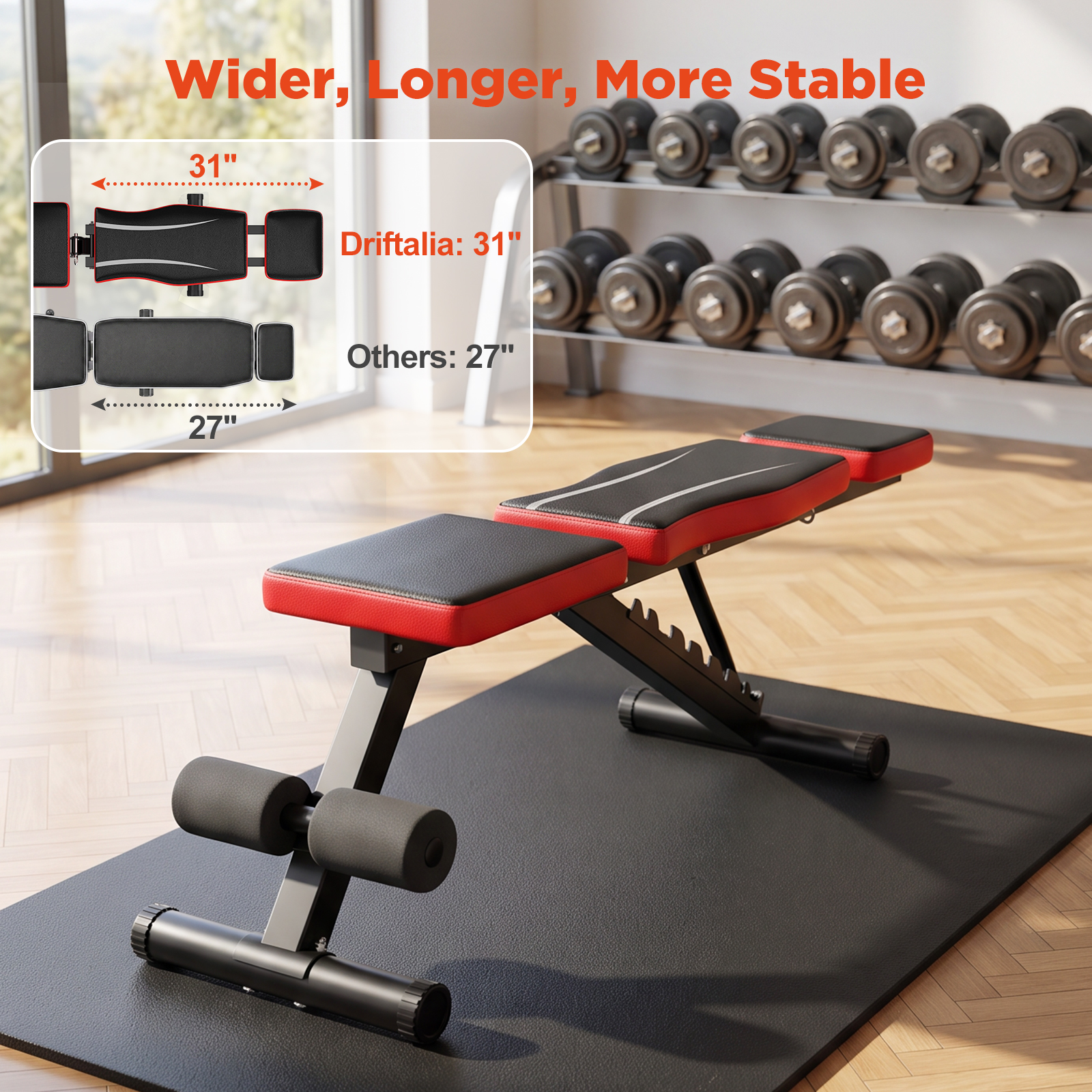 Vinabilia Adjustable Weight Bench for Home Gym, 660LBS Foldable Bench - Image 6