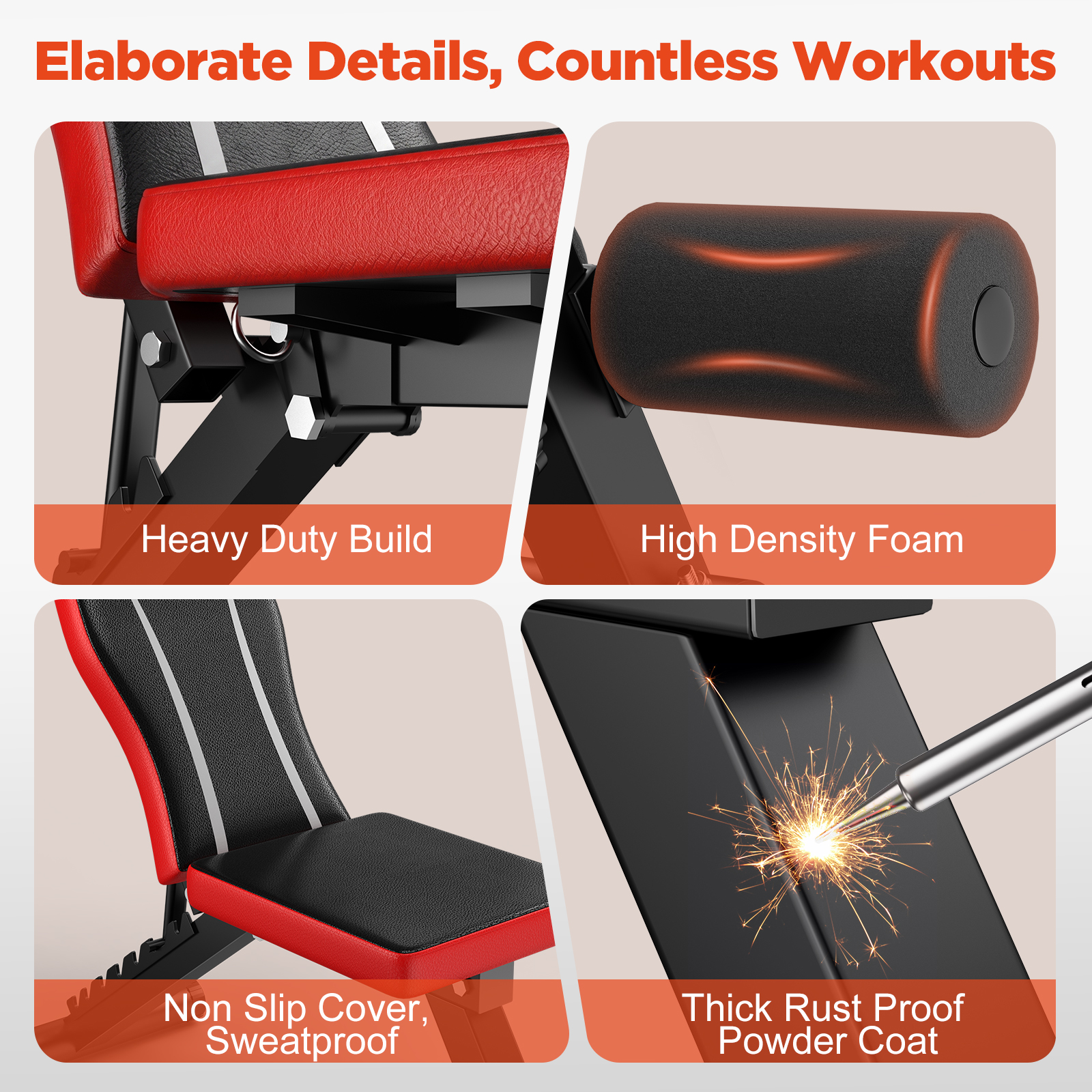 Vinabilia Adjustable Weight Bench for Home Gym, 660LBS Foldable Bench - Image 8
