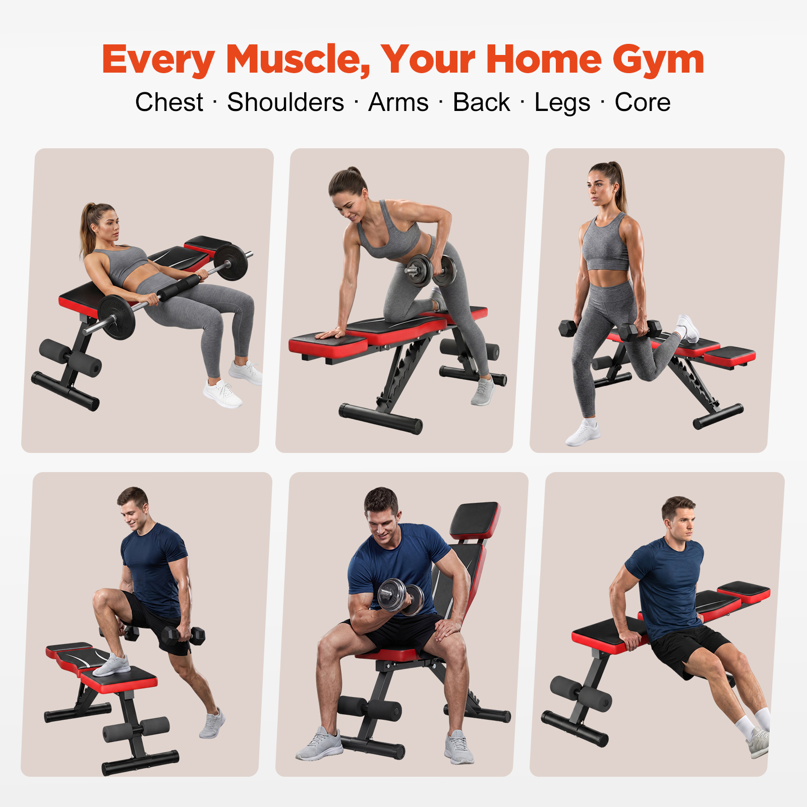 Vinabilia Adjustable Weight Bench for Home Gym, 660LBS Foldable Bench - Image 9